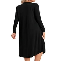 Дами от Sanviglor макси рокли рокля с дълъг ръкав, солиден цвят секси парти черно xl