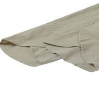 Qiylii жени летен памук и спално бельо девети панталони, солиден цвят среден талия свободни панталони с джобове за момичета, плюс размер S-5XL