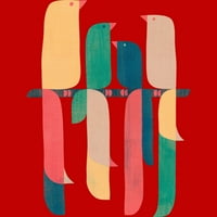Птици на перо момчета Червен графичен тройник - Дизайн от хора XL