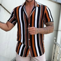 Мъже къс ръкав пролет лято ежедневни отпечатани ризи модни горни блузи ризи мъжки копче надолу риза шия ръкав ризи мъже голяма къса модна риза мъжете разхлабена ри