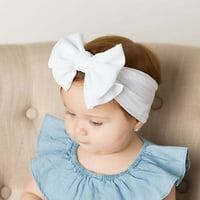 Бебешката лента за глава лъка модна бебешка деца с лък лък възел Еластична лента за коса аксесоари за лента за глава бяло