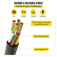 Удължителен кабел за захранващ кабел на генератор, захранващ кабел за захранващ кабел за разменяем конектор ， 125 250V Тежък генератор