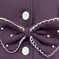 Жени пауни- връхни дрехи Винтидж тънък дълъг нос Turtleneck Solid Cardigan Дълъг ръкав с дълъг ръкав Purple S