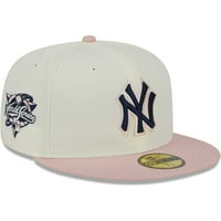 Мъжката нова ера Бяла розова Ню Йорк Янкис Хром Rogue 59Fifty монтирана шапка