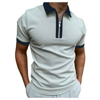 Мъжки Ризи Ежедневни Стилни Тънки Годни Риза Ръкав Завой Надолу Блуза Цип Яка Снаждане Твърди Поло Блуза Ризи За Мъже