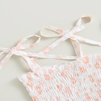 Calsunbaby Baby Baby Girls Floral Print Tie Knot Straps Summer Romper рокля + комплект за лента за глава 0-18m