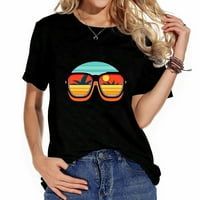 Слънчеви очила анимационни готини летни върхове на жените с графичен дизайн, тениска с къс ръкав