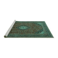 Ahgly Company Machine Wareable Indoor Rectangle Medallion Turquoise Blue Traditional Area Cugs, 2 '3'