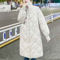 Fonwoon зимни якета палта за жени, зимна модна жена средна дължина и удебелена средна стендарна яка с памучно яке коледни подаръци за жени