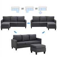 Стойно тъкан секционен двоен шезлонг дълъг комбинация L-образен диван