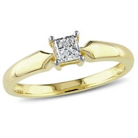 Миабела Женски карат Т. У. принцеса-шлифован диамант 10кт жълто злато пасианс годежен пръстен