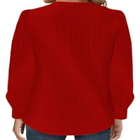 Paille жени върхове с дълъг ръкав тениска декор тениска разхлабена пътека пуловер червено l