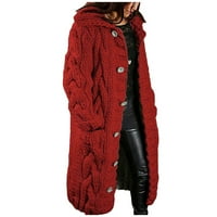 Strungten Women Hood Cardigan с голям размер пуловер джоб едно палто с дълги ръкави