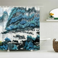 3д завеси за баня японски мастило пейзаж завеси за душ водоустойчив с куки декорация на дома измиваем плат баня екран