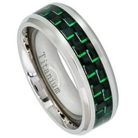 Персонализиран персонализиран гравиращ сватбена лента пръстен за него и нейния титанов обхват титанов пръстен със инкрустация на зелени въглеродни влакна