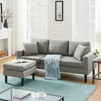 Аукфа 72 секционен диван-л форма диван с двулицев шезлонг османско-Полиестерен бленд-сив
