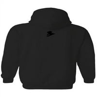 Бродирано летящо коте на черен пуловер качулка, Произведено в САЩ, мъжки размери
