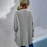 Дамски Есен мода Дамски Плътен цвят Дълъг ръкав плетен пуловер дълга жилетка яке