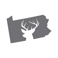 Pennsylvania Deer State Stycker Decal Die Cut - самостоятелно лепило винил - устойчив на атмосферни влияния - направен в САЩ - много цветни и размери - Buck Hunt Hunting Pe Pa