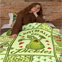 Pickle Pattern Threet Bendle Picker Gift Funny Pickles Bendle Pickle Cucumber Bender Gifts for Woman Man Children Count Pickle Flannel Throdle за диван за хол 40 x50 за деца деца