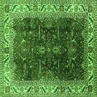 Ahgly Company Indoor Square Oriental Green Industrial Area Rugs, 3 'квадрат