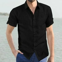 Мъжки ризи жилетка с къс Ръкаввъншен редовен т Поло ризи за мъже Черно ШЛ
