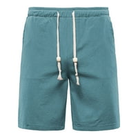 Yubnlvae Мъжки къси панталони Мъжки летен обикновен обикновен памук и спално бельо плаж шорти за спортни мъжки дъски за къси панталони Зелени