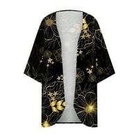 дамски върхове ежедневни женски флорален принт пухкав ръкав кимоно жилетка свободен шифон покрива ежедневни върхове на блузата плюс размер зимни якета универсални