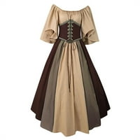 Рокли Винтидж дантелени рокли рокли готическа рокля Ренесансова рокля за жени 3-кафяви 4 пъти големи
