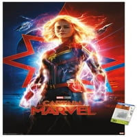 Cinematic Universe Marvel - Капитан Марвел - Плакат за един лист стена с дървена магнитна рамка, 22.375 34