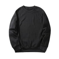 Мъжки Суичъри за мъже Мъжки есенни и зимни модни тенденции ежедневни Плътен цвят Двойка пуловер черен + с