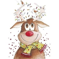 Дамски Коледни Ризи Рокли Карикатура Печат Графичен Къса Рокля Разрошени Подгъва Дълъг Ръкав Екипажа Случайни Пуловер Рокля