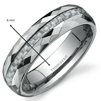 Мъжки бели въглеродни влакна комфорт годни Волфрам Сватбена група пръстен