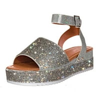 Дамски летен Wedgr Crystal Rhinestone Buckle Strap Sandals Outdoor Shoes Outdoor Shoes
