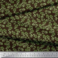 Соимой Кафяв Памучен плат от фланелка с лист отпечатан занаятчийски плат от двора широк