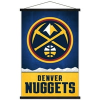 Denver Nuggets - Плакат за стена с лого с дървена магнитна рамка, 22.375 34