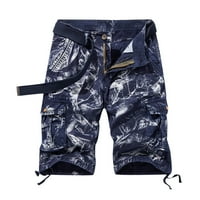 HOT6SL Мъжки къси панталони, товарни помощни шорти памук, измит измит стил Blue Най -добри оферти Clearance 3