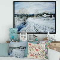 Дизайнарт' кънтри Роуд през зимата 'пейзаж втори' традиционна рамка платно стена арт принт