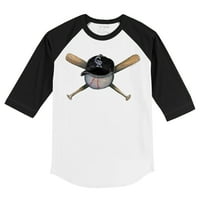 Детска мъничка бяла черна черна колорадо скали шапка crossbats raglan тениска с ръкав