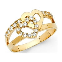 Бижута от Lu 14k жълто злато кубик циркония CZ модна годишнина сърдечен пръстен размер 8.5