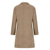 Kayannuo Womens Coats and Jackets Clearance Laple Plain Open Pront Pops за жени от женски плътно цветно джобно вълнено палто отдих с дълъг ръкав с дълъг ръкав