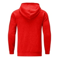 Лий-свят качулки за мъже Мъжки квартал цип Шерпа Пуловер пуловер дълъг ръкав суитчър с джобове червено, л
