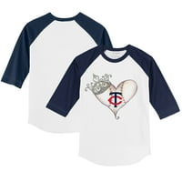 Детска мъничка ряпа бял флот Минесота Близнаци Тиара Сърдечна тениска за ръкав