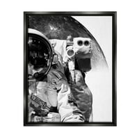 Ступел индустрии монохромен астронавт далечна планета Космос фотография снимка джет черно плаваща рамка платно печат стена изкуство, дизайн от Брандън Уонг