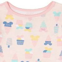 Мини Маус бебе-момиче тениска, къс и панталон пижама комплект, 4 части, размери 9М-24М