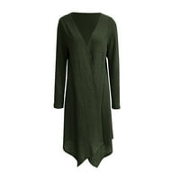 Xinqinghao Women's Fashion Shackets Cardigan Coat Сълтен цвят с дълъг ръкав Cardigan Open Front Draped Knit Cardigan Green M