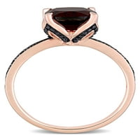 3-Каратов Т. Г. в. гранат и черен диамант - акцент 10кт розов златен коктейлен пръстен