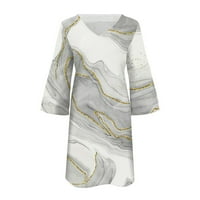 Дамски ръкав печатни Мода мини мини в Деколте лятна рокля бяла 3хл