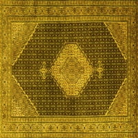 Ahgly Company Machine Pashable Indoor Square Medallion Жълти традиционни килими, 6 'квадрат