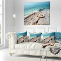 Дизайнарт Плаж Мъртво море с кристализирана сол - възглавница за хвърляне на морския бряг-16х16